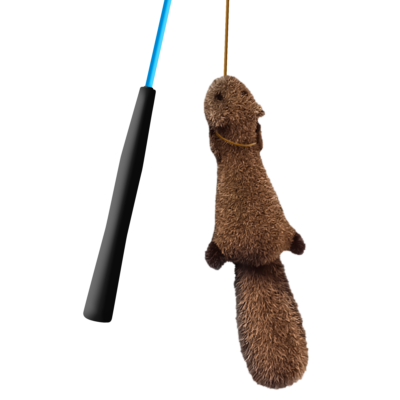 Whimsy Stick Interactive Dog Toy Unlucky the Squirrel interactive dog toy, dog exercise, dog play